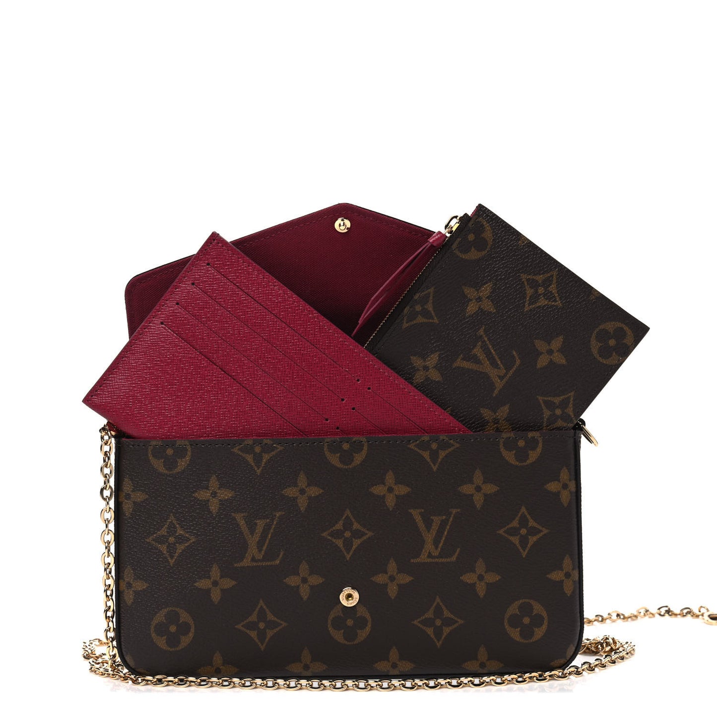 Monogram Pochette Felicie Chain Wallet Fuchsia