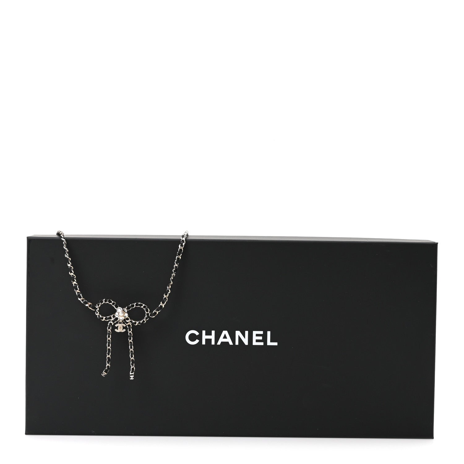 Chanel Metal Lambskin Crystal Pearl Bow Chain Belt Black Gold 5 of 5