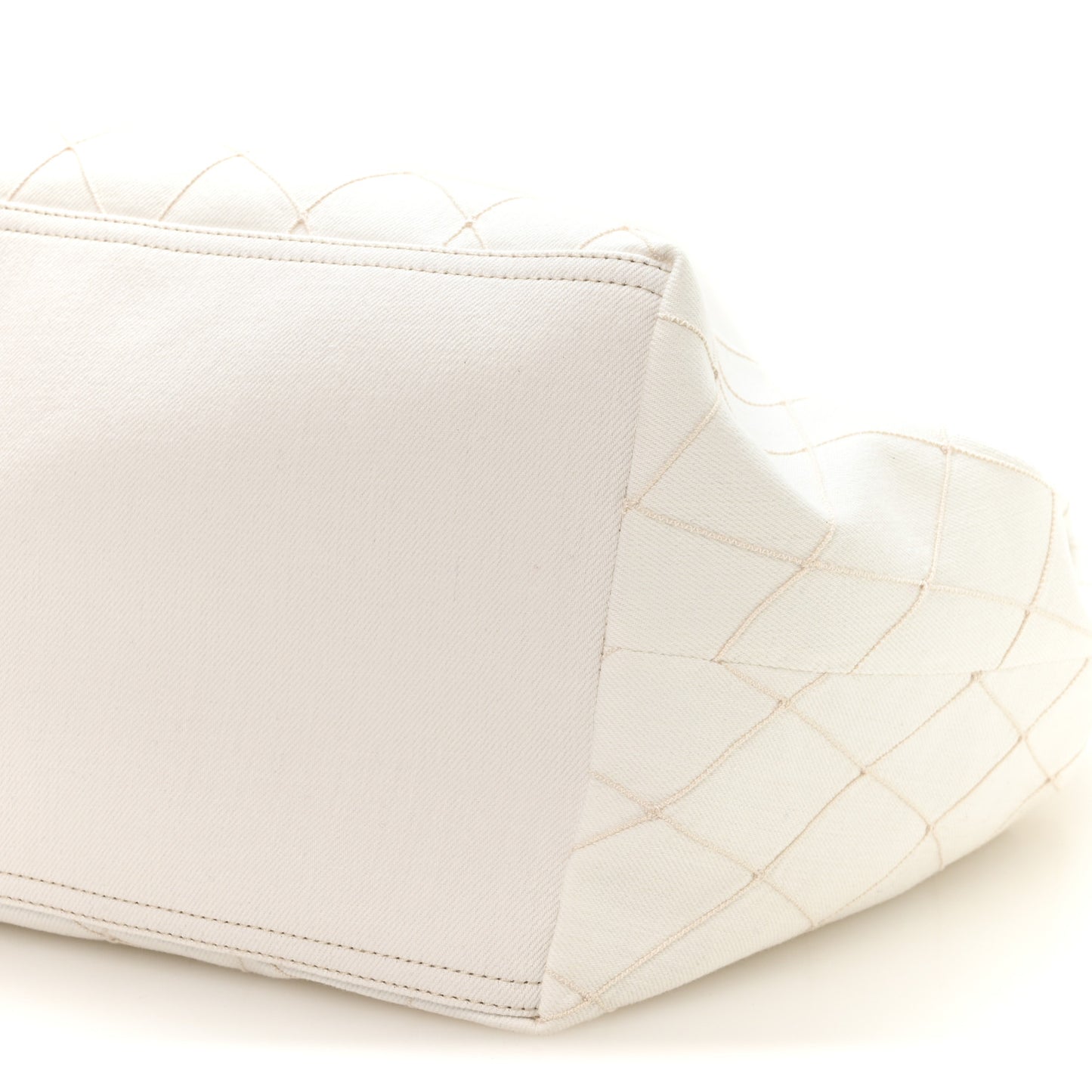 Denim Calfskin Quilted Coco Beach Small Shopping Tote White Black