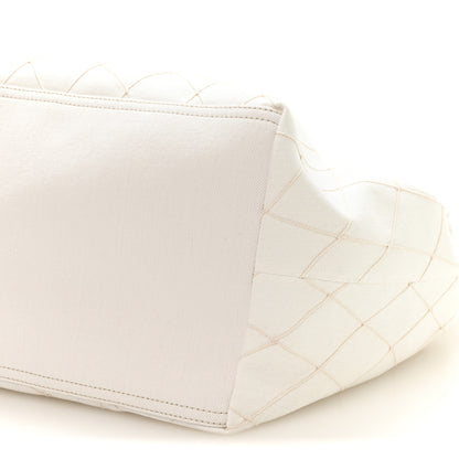Chanel Denim Calfskin Quilted Coco Beach Small Shopping Tote White Black 11 of 11