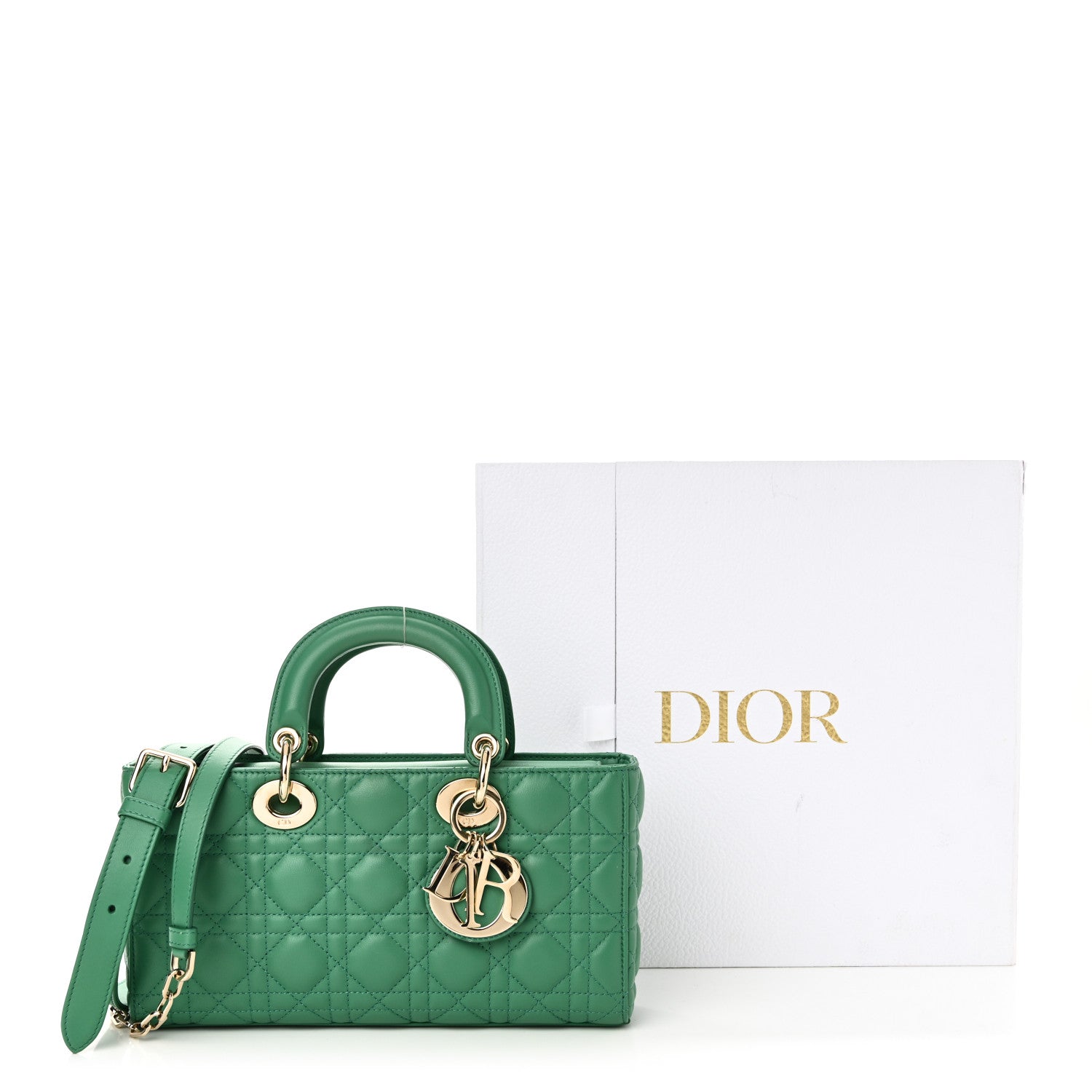 Christian Dior Lambskin Cannage Medium Lady D-Joy Green 1744819