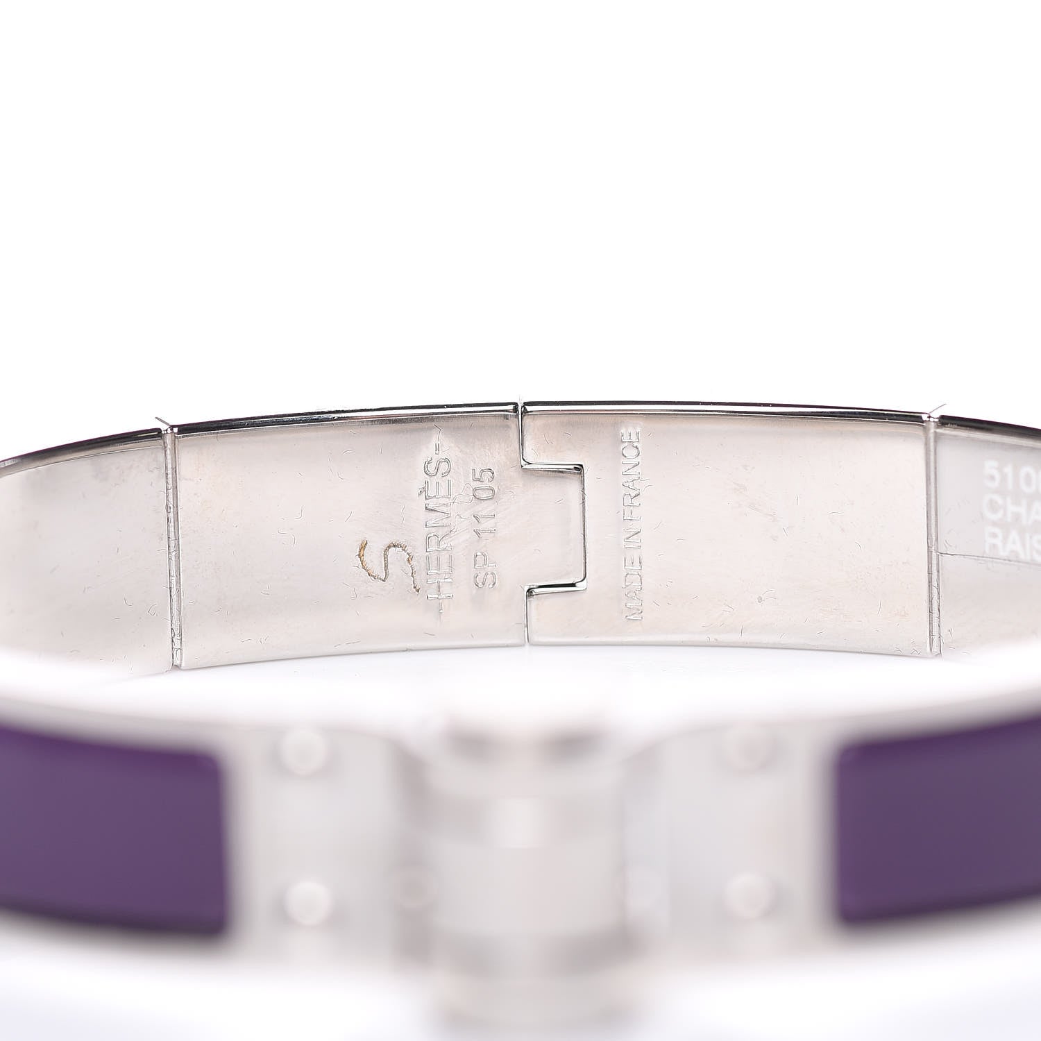 Hermes Enamel Charniere Uni Narrow Hinged Bracelet M Raisin 4 of 4