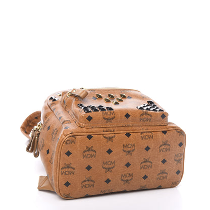 MCM Visetos Studded Small Stark Backpack Cognac 3 of 9