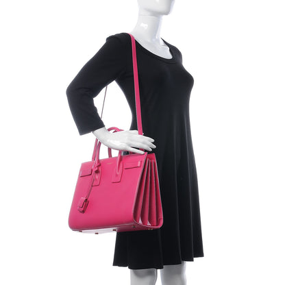Saint Laurent Calfskin Small Sac De Jour Lipstick Fuchsia 2 of 9