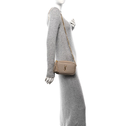 Saint Laurent Grain De Poudre Matelasse Monogram Mini Lou Camera Bag Dark Beige 2 of 10