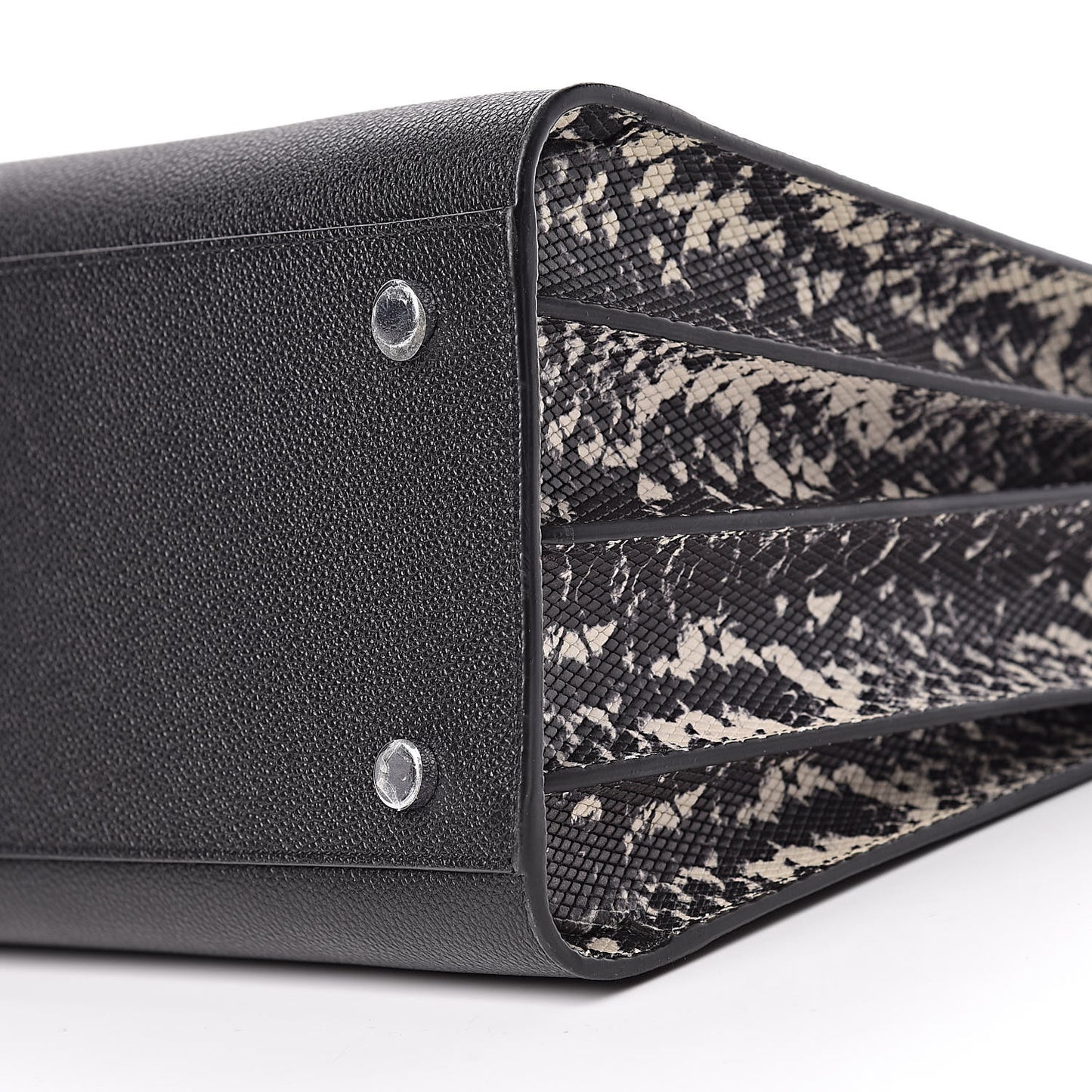 Grained Calfskin Embossed Python Small Sac De Jour Black