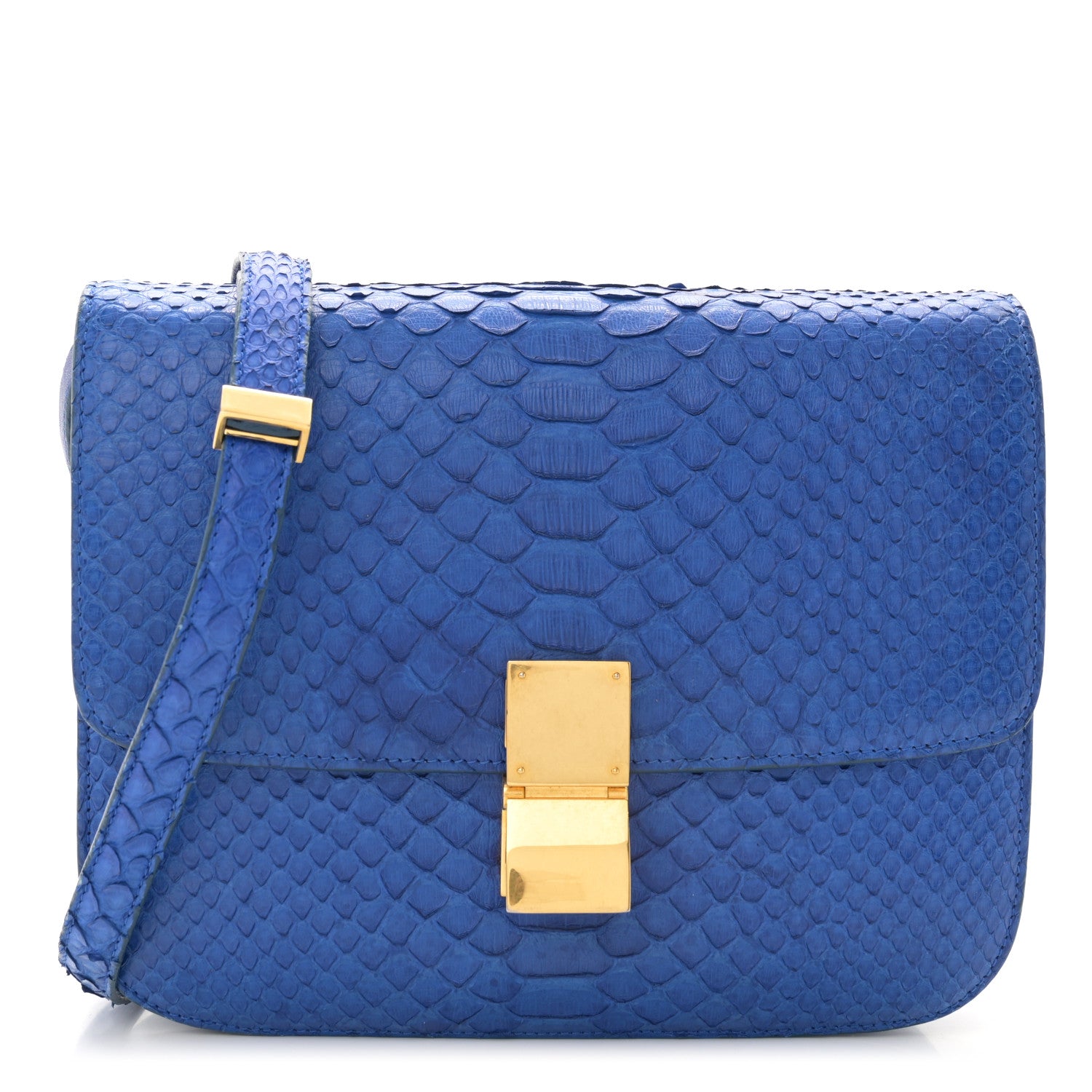 Celine Snakeskin Medium Classic Box Flap Blue 1 of 14