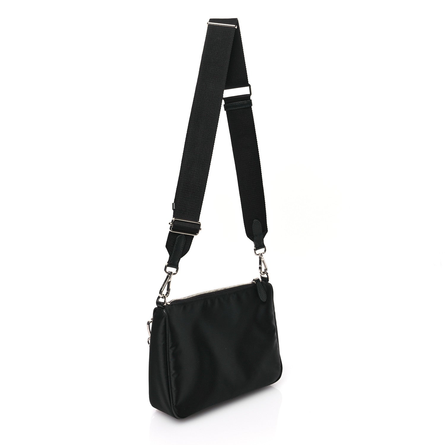 Prada Re-Nylon Saffiano Double Pouch Shoulder Bag Black 4 of 13