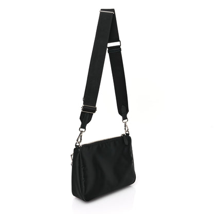 Prada Re-Nylon Saffiano Double Pouch Shoulder Bag Black 4 of 13