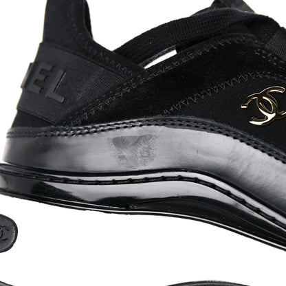 Chanel Velvet Calfskin Mixed Fibers CC Sneakers 38.5 Black 9 of 10