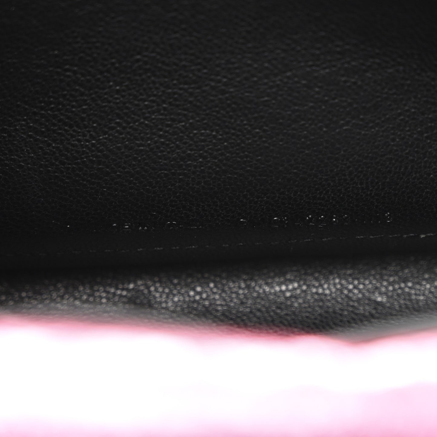 Metallic Grained Calfskin Classic Letters Chain Wallet New Pink