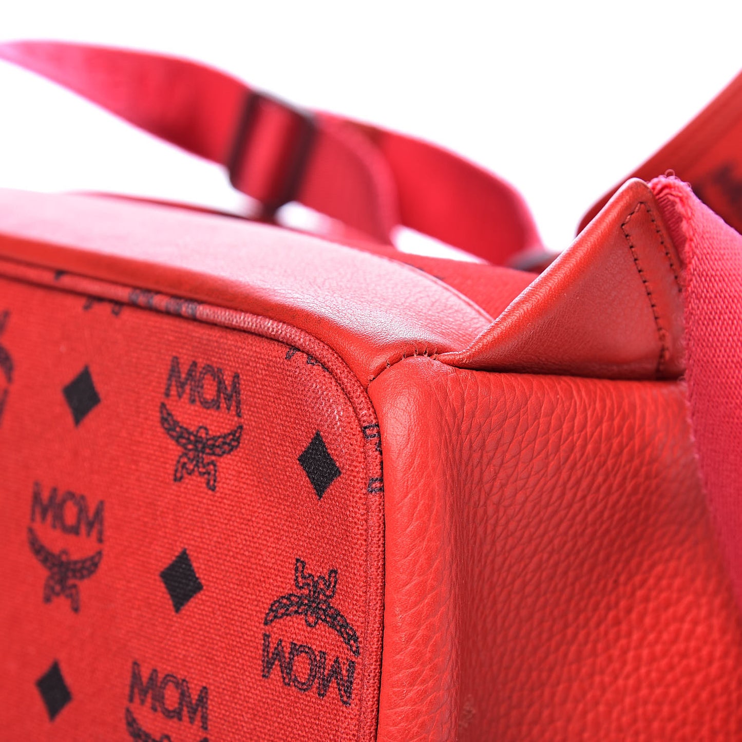 Calfskin Studded Small Logo Backpack Red