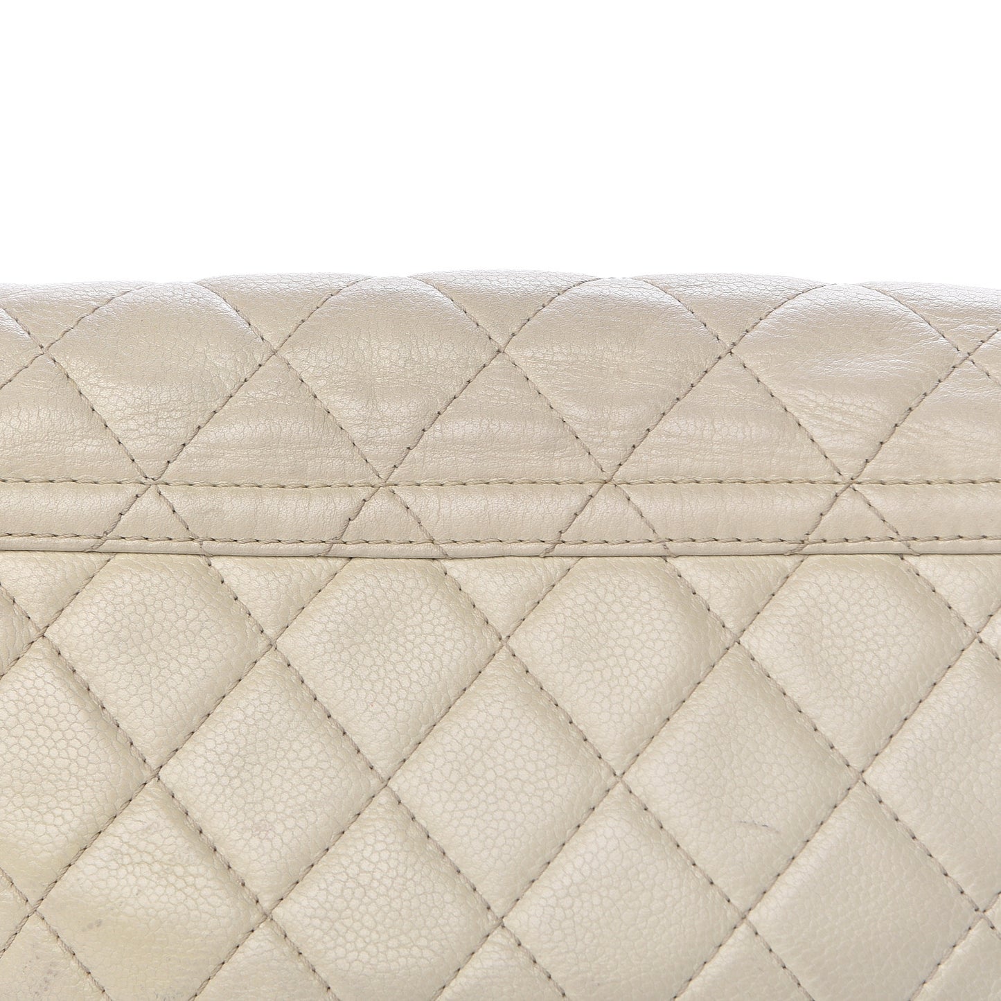 Caviar Quilted Timeless Accordion Flap Dark White