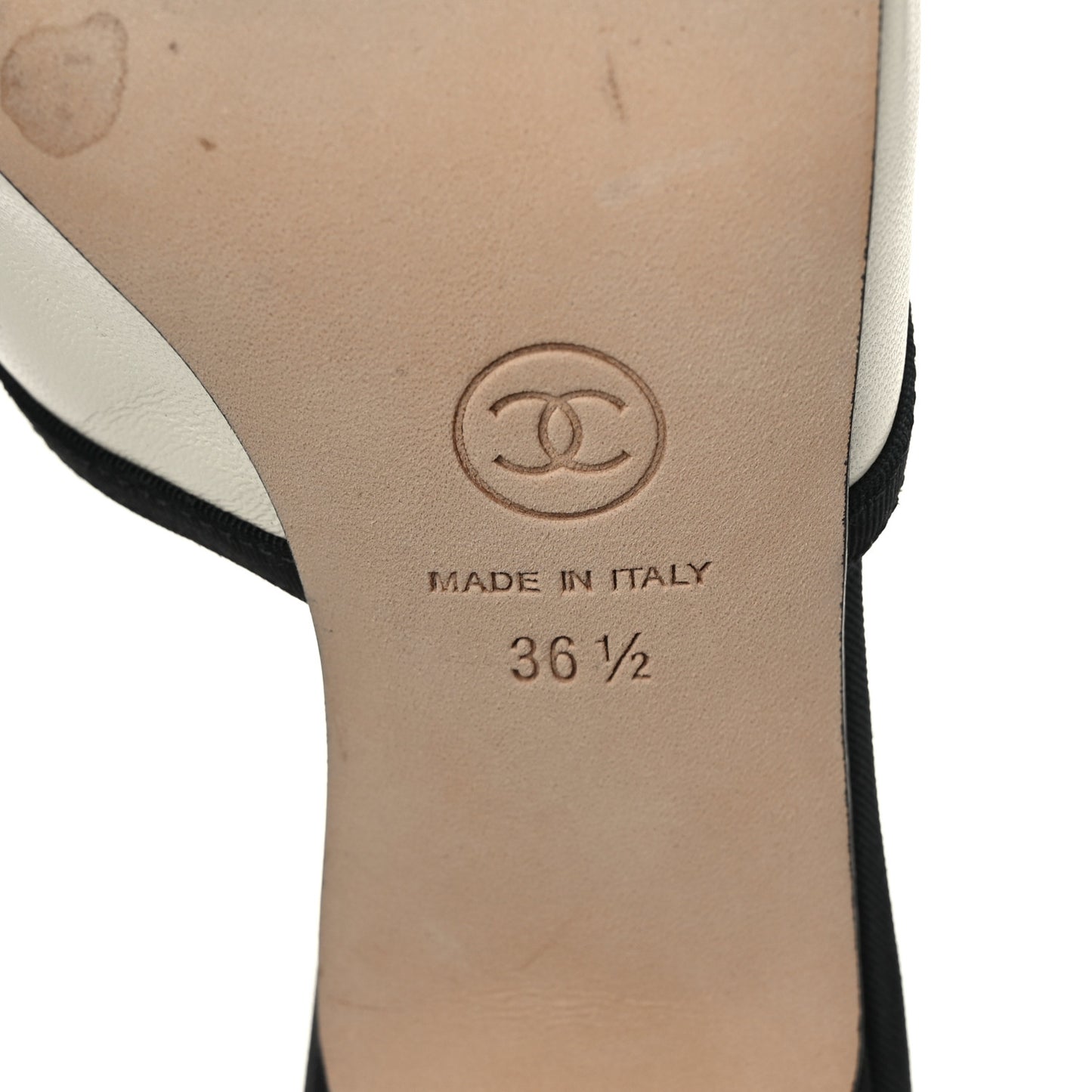 Lambskin Grosgrain CC Mules 36.5 Ivory Black