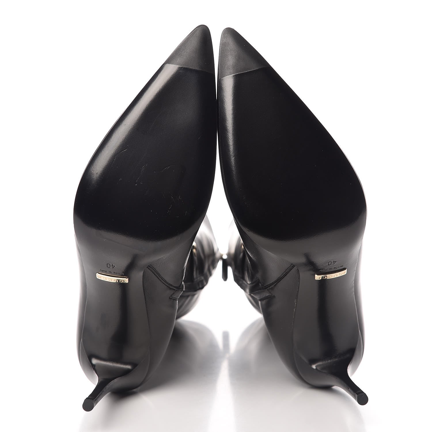 Gucci Calfskin Horsebit High Boots 40 Black 5 of 9