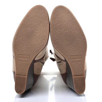 Hermes Suede Wedge Boots 37.5 Brown 5 of 16