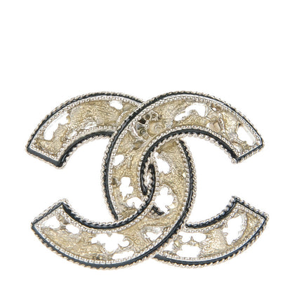 Chanel Enamel CC Cutout Brooch Silver 1 of 5