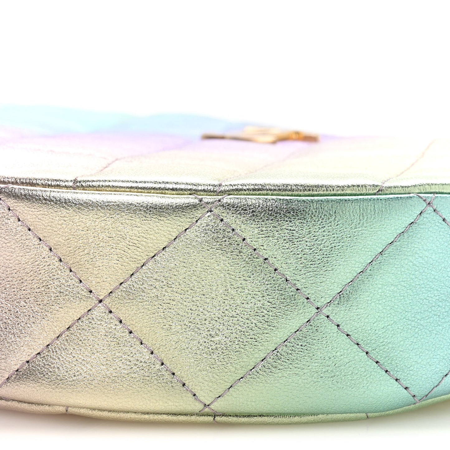 Gradient Metallic Lambskin Quilted Hobo Bag Pink Purple Green