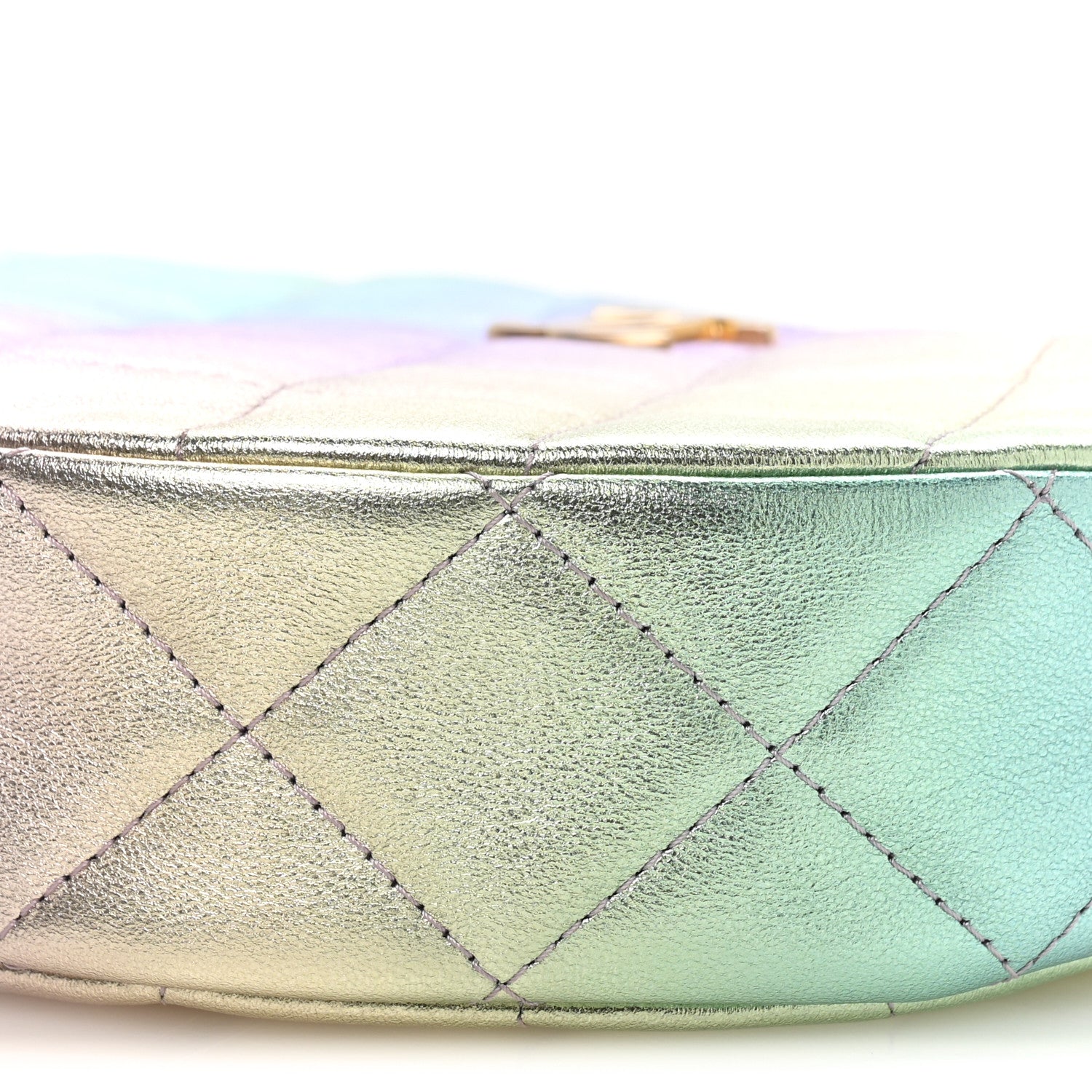 Chanel Gradient Metallic Lambskin Quilted Hobo Bag Pink Purple Green 10 of 11