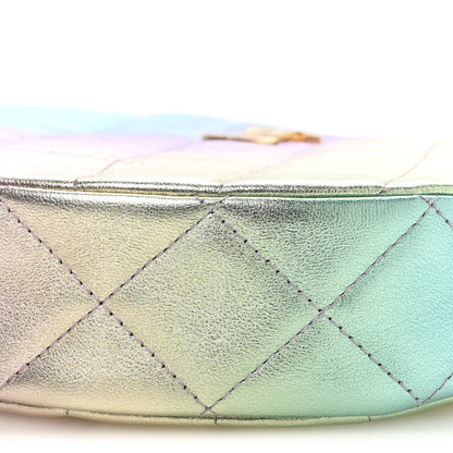 Chanel Gradient Metallic Lambskin Quilted Hobo Bag Pink Purple Green 10 of 11