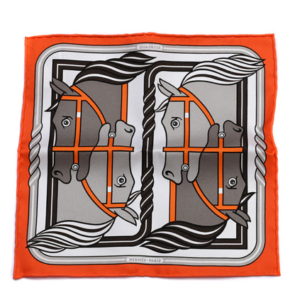 Hermes Silk Quadrige II Nano Scarf 20 Orange Etoupe White 1 of 4