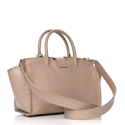 Saint Laurent Calfskin Crocodile Embossed Baby Monogram Downtown Cabas Dark Beige 2 of 14