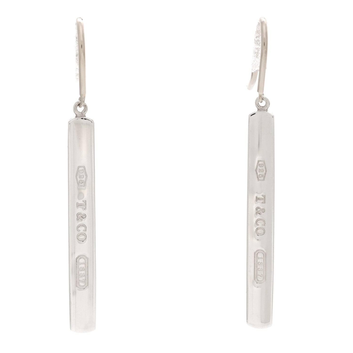 Tiffany Sterling Silver 1837 Bar Drop Earrings 1 of 4
