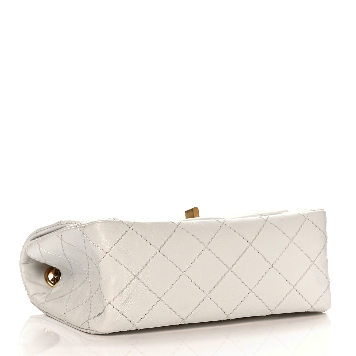 Aged Calfskin Quilted 2.55 Reissue Mini Flap White