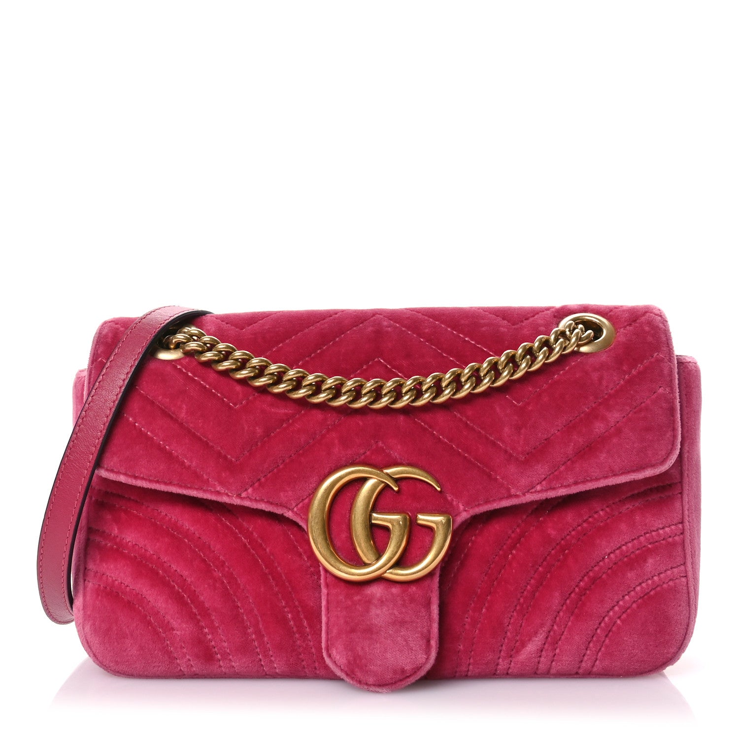 Gucci Velvet Matelasse Small GG Marmont Shoulder Bag Light Raspberry Rose 1 of 10