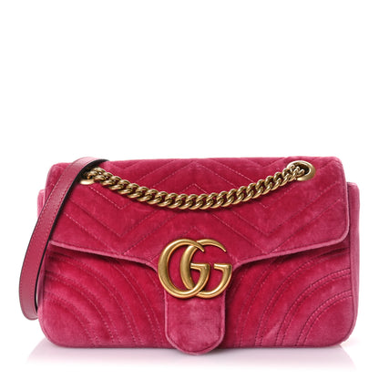 Gucci Velvet Matelasse Small GG Marmont Shoulder Bag Light Raspberry Rose 1 of 10