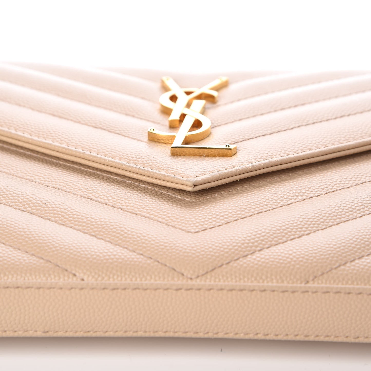 Grain De Poudre Matelasse Chevron Monogram Chain Wallet Nude Powder