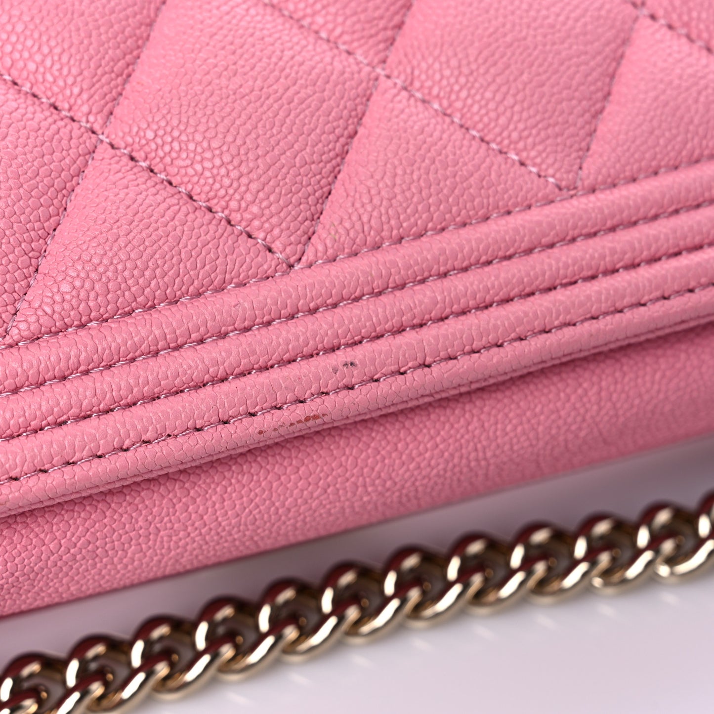 Caviar Quilted Boy Wallet On Chain WOC Pink