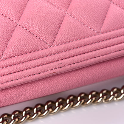 Chanel Caviar Quilted Boy Wallet On Chain WOC Pink 19 of 19