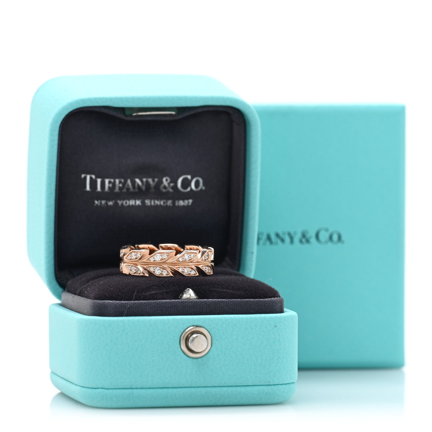 Tiffany 18K Rose Gold Diamond Victoria Vine Band Ring 54 7 5 of 5