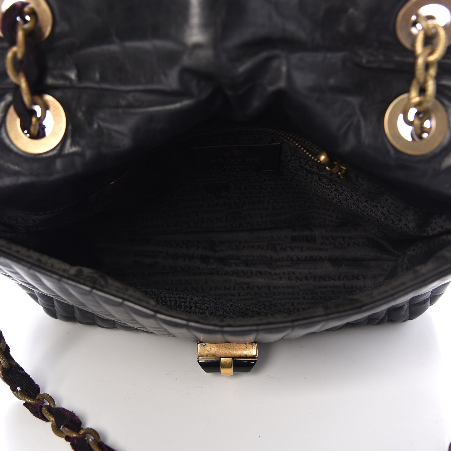 Hammered Calfskin Medium Happy Edgy Shoulder Bag Black