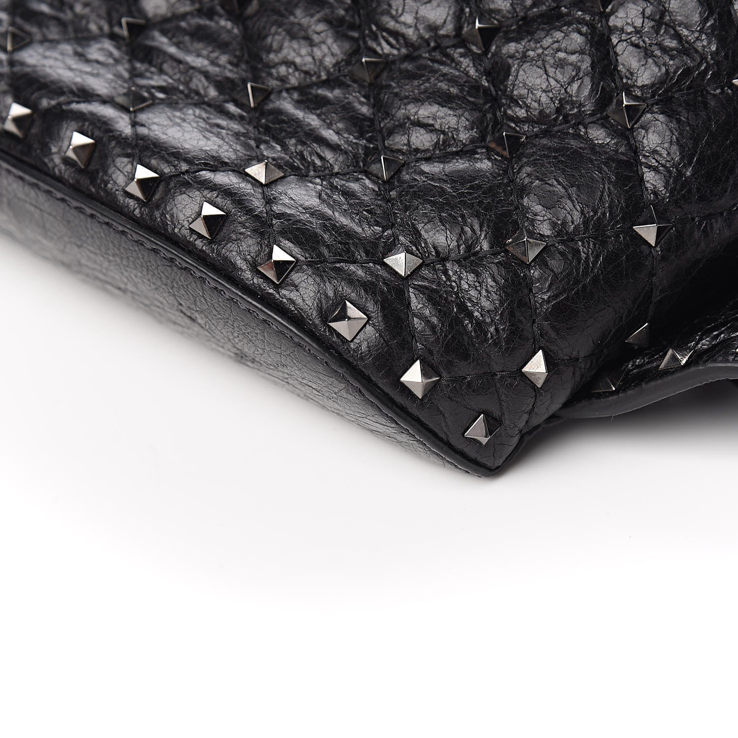Valentino Garavani Craquele Nappa Rockstud Spike Belt Bag 85 Black 9 of 9