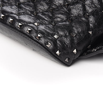 Valentino Garavani Craquele Nappa Rockstud Spike Belt Bag 85 Black 9 of 9
