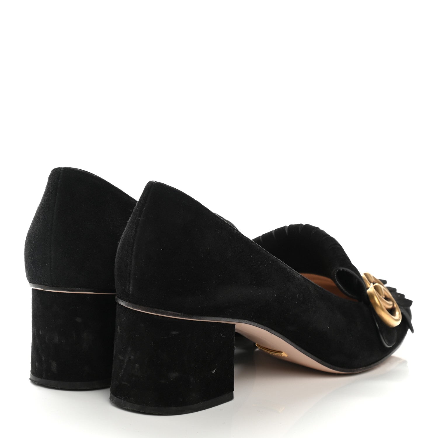 Gucci Kid Scamosciato GG Marmont Fringe 50mm Loafer Pumps 40 Black 4 of 14