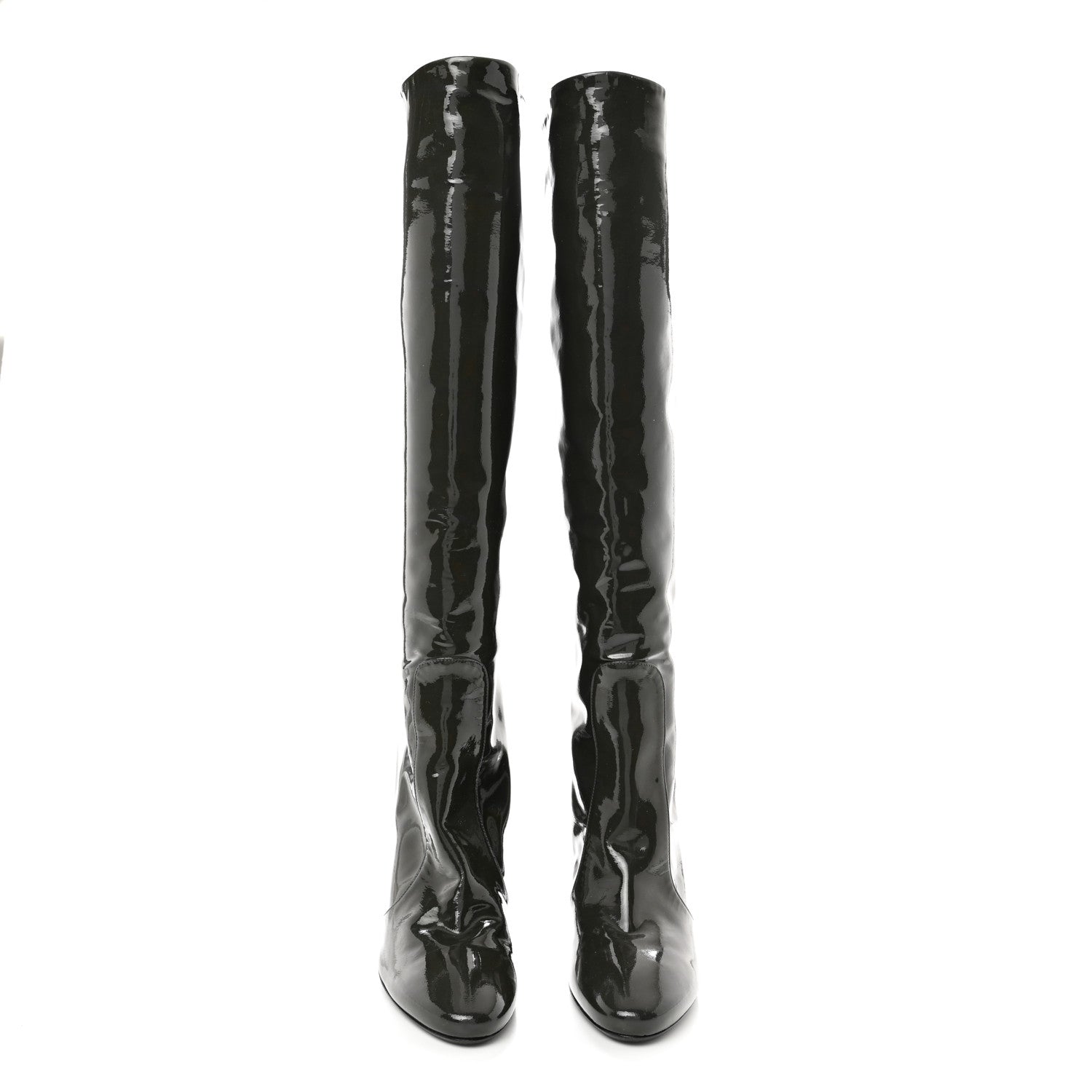 Jimmy Choo Patent Hallie Tall Boots 37 Black 2 of 7