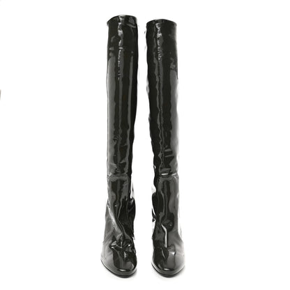 Jimmy Choo Patent Hallie Tall Boots 37 Black 2 of 7