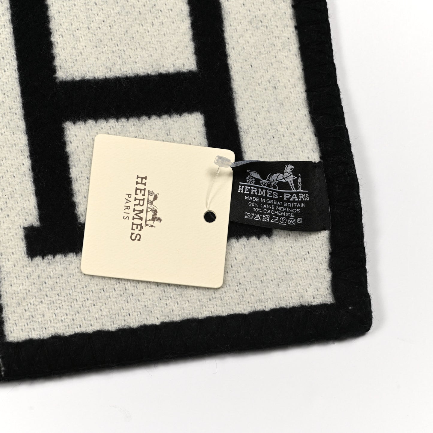 Wool Cashmere Avalon III Blanket Ecru Black