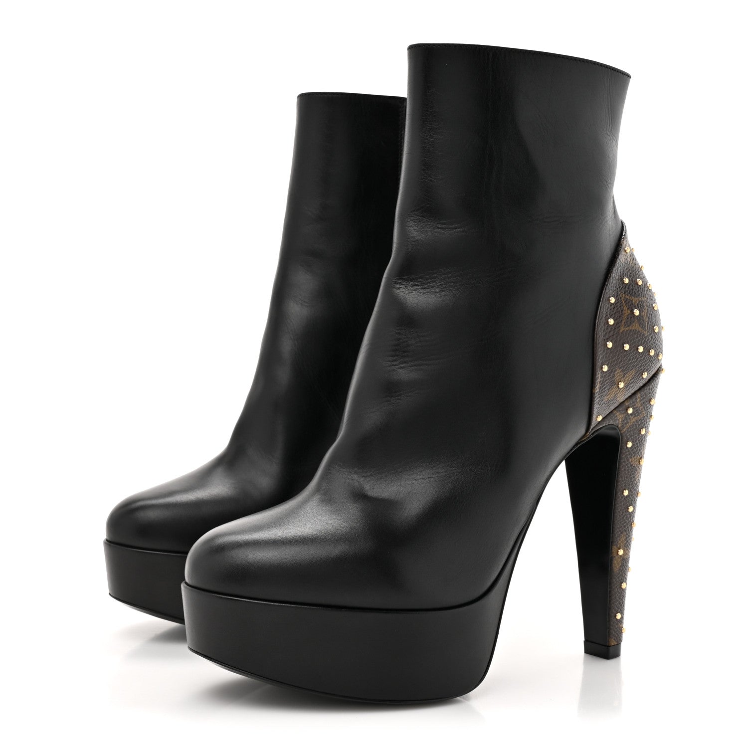 Louis Vuitton Soft Calfskin Monogram Afterglow Platform Ankle Boots 38 Black 4 of 12