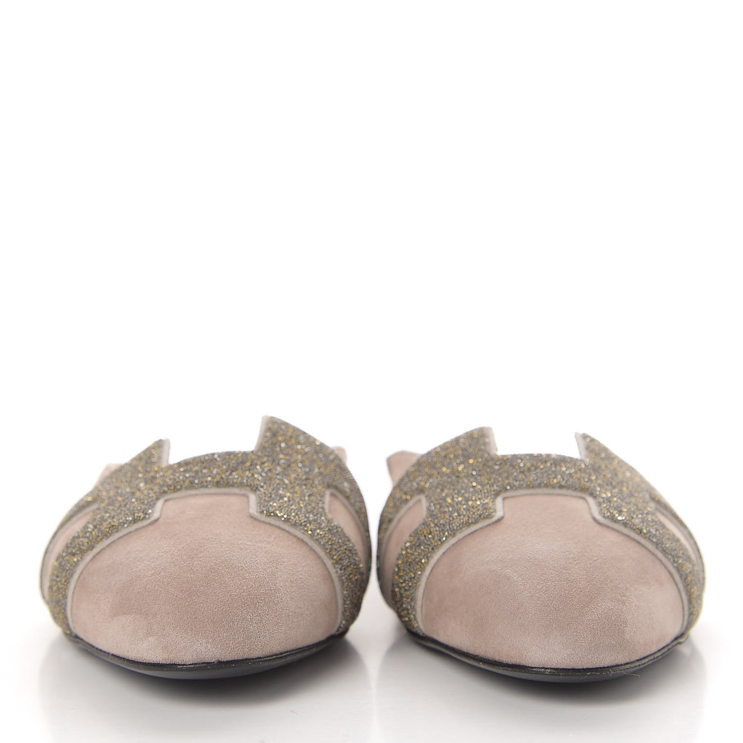 Suede Goatskin Crystal Roxane Mules 36 Champagne Rose Grey