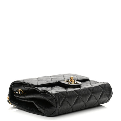 Chanel Crumpled Calfskin Quilted Square Flap Black 4 of 11