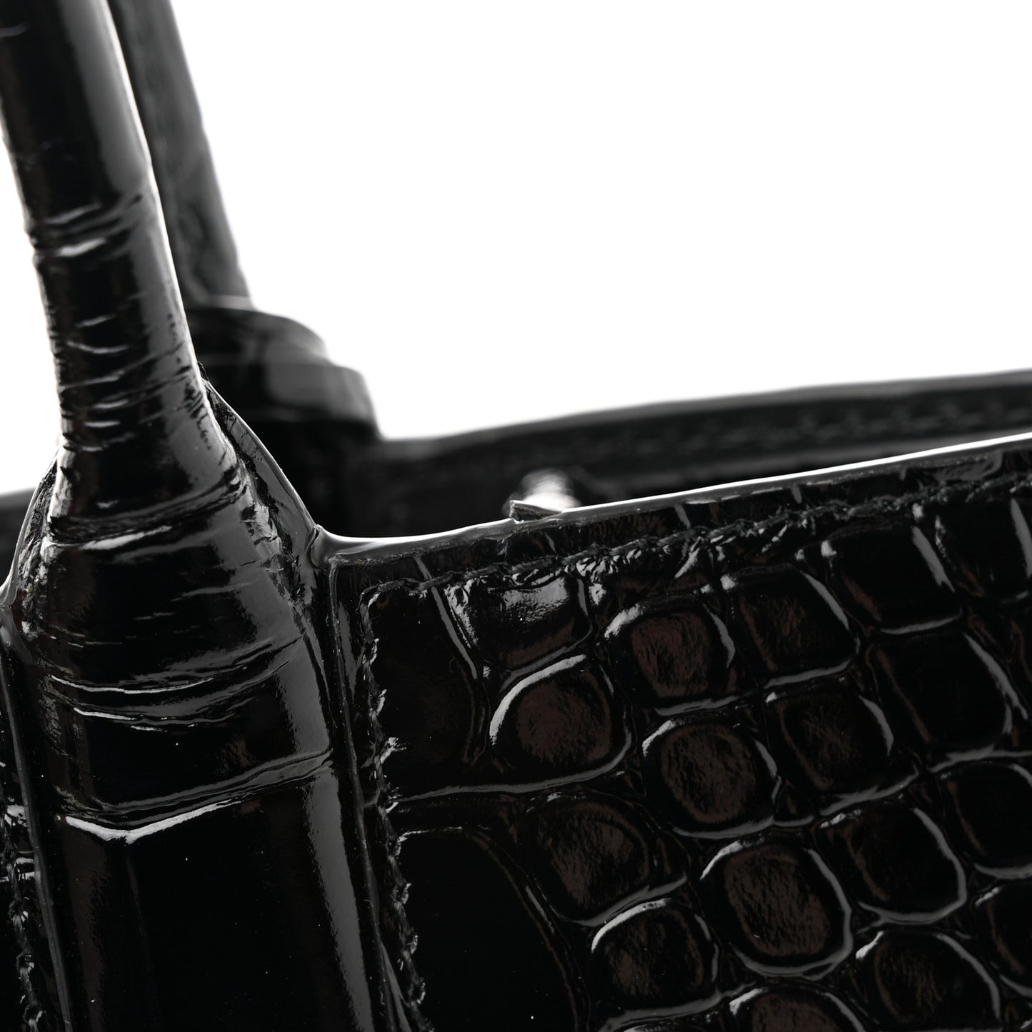 Crocodile Embossed Calfskin Small Frances Tote Black