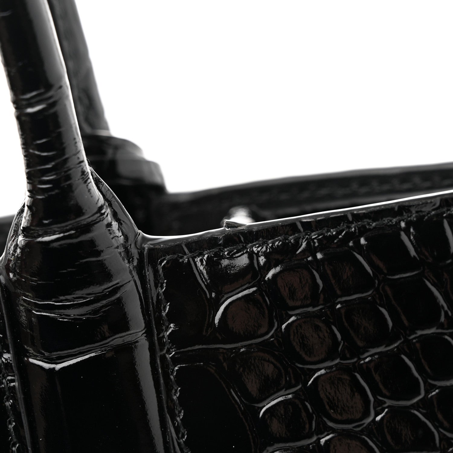 Burberry Crocodile Embossed Calfskin Small Frances Tote Black 10 of 12