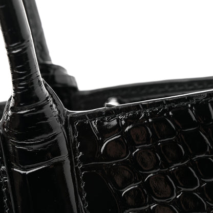 Burberry Crocodile Embossed Calfskin Small Frances Tote Black 10 of 12