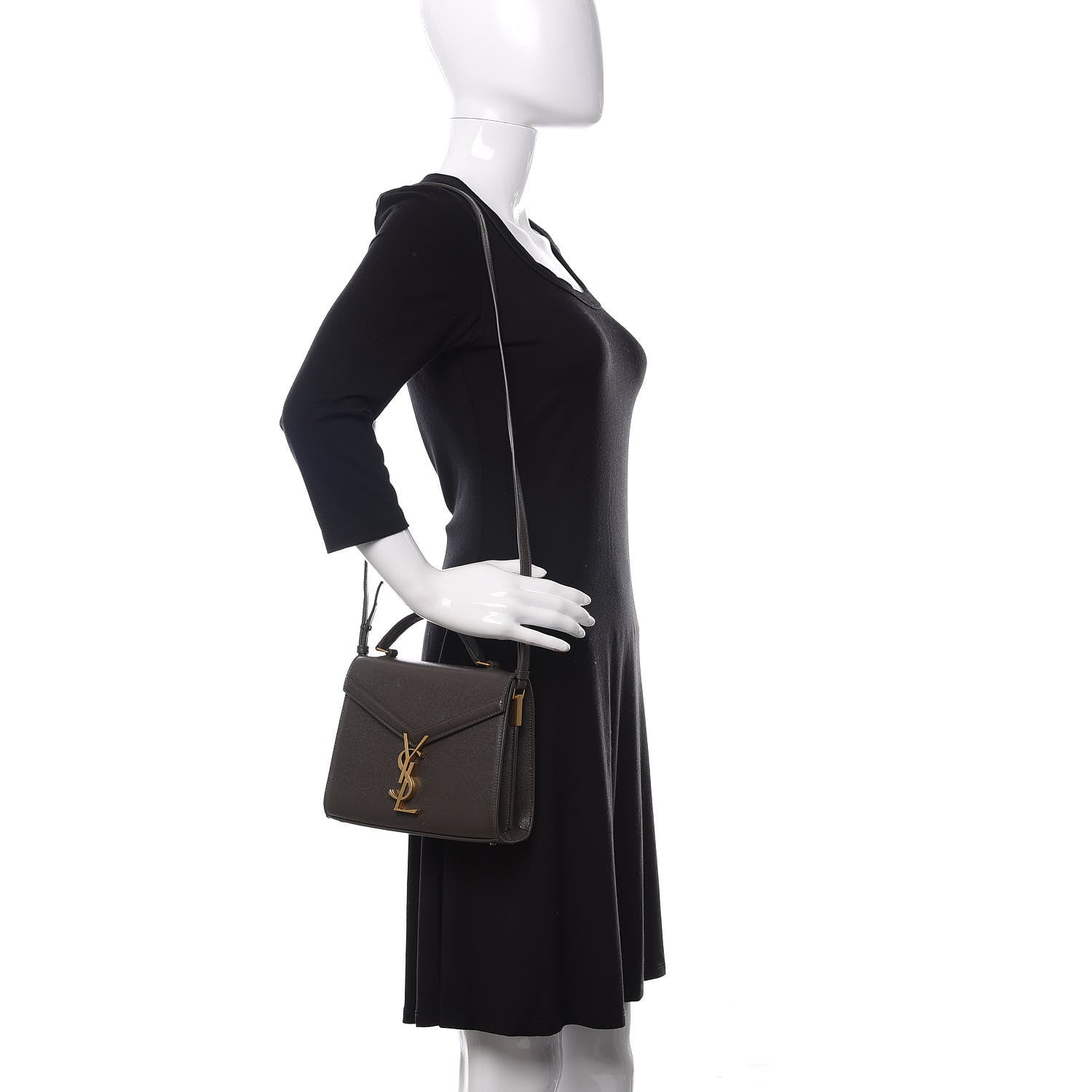 Saint Laurent Grain de Poudre Mini Classic Monogram Cassandra Top Handle Pebble 2 of 10