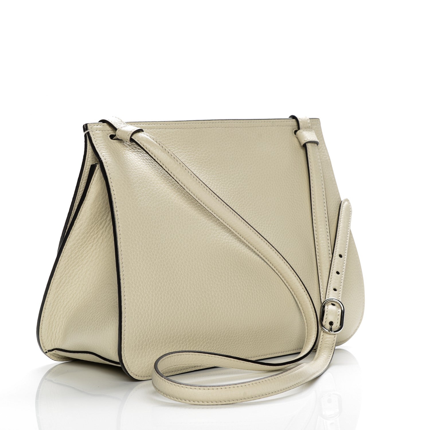 Gucci Pebbled Calfskin Medium Bamboo Daily Flap Shoulder Bag Mystic White 3 of 8