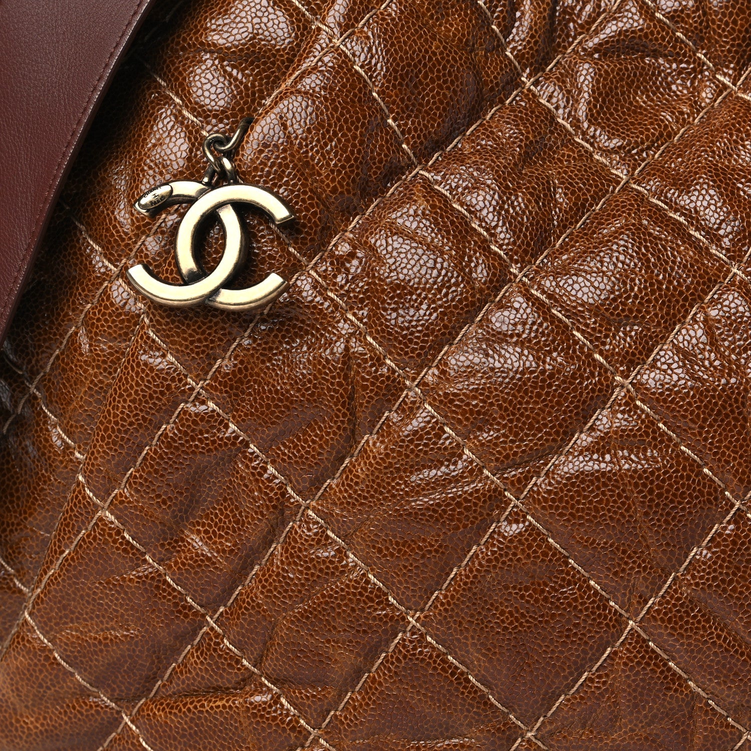 Chanel Crumpled Grained Calfskin Coco Pleats Hobo Brown 7 of 9